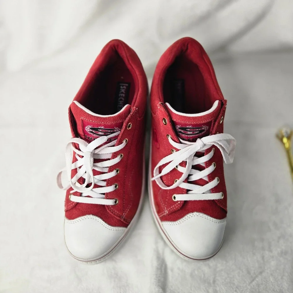 Skechers Jammers Heritage Red Suede Platform Sneakers Womens 10 Retro 74360
